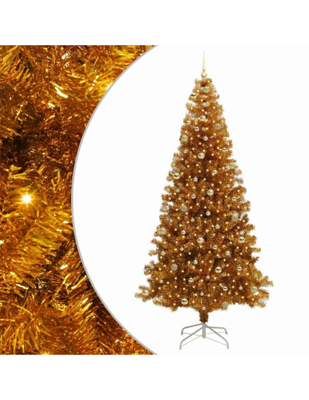 Albero di Natale con luci LED Oro 240 cm PET e acciaio