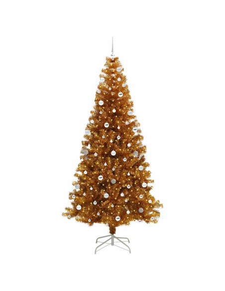 Albero di Natale con 300 LED con supporto Oro 240 cm PET