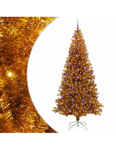 Albero di Natale con 300 LED con supporto Oro 240 cm PET