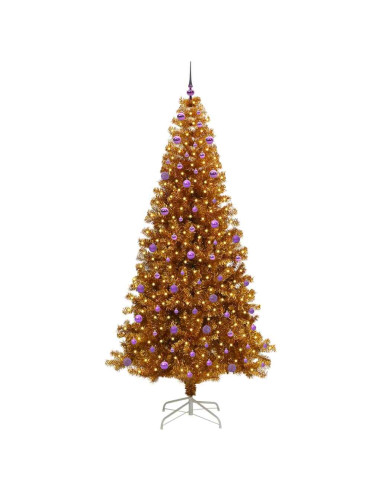 Albero di Natale con 300 LED con supporto Oro 240 cm PET