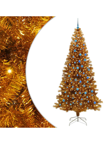 Albero di Natale con 300 LED con supporto Oro 240 cm PET
