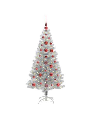Albero di Natale con 150 LED con supporto Argento 120 cm PET