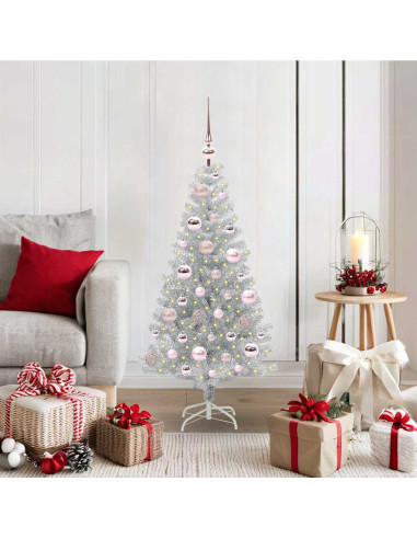 Albero di Natale con 150 LED con supporto Argento 120 cm PET