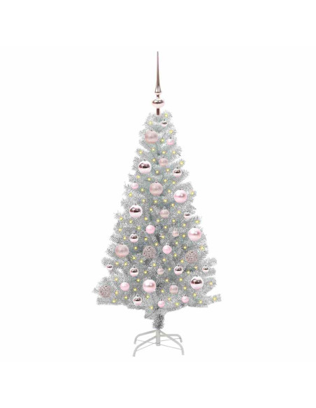 Albero di Natale con 150 LED con supporto Argento 120 cm PET