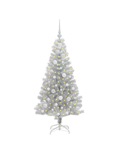 Albero di Natale con 150 LED con supporto Argento 120 cm PET