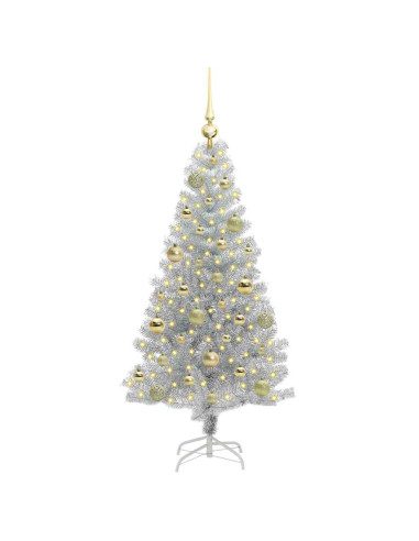 Albero di Natale con 150 LED con supporto Argento 120 cm PET