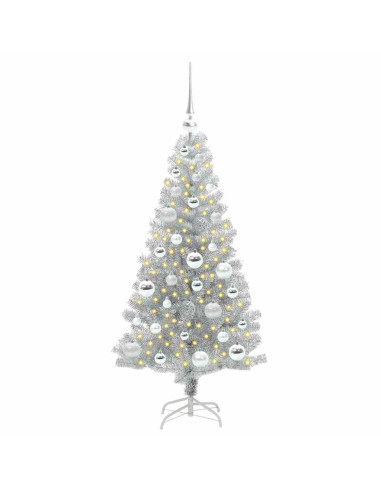 Albero di Natale con 150 LED con supporto Argento 120 cm PET