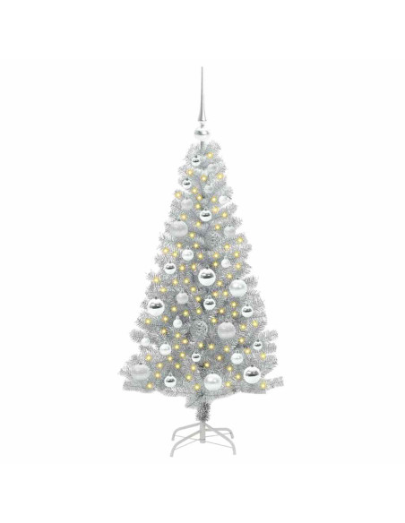 Albero di Natale con 150 LED con supporto Argento 120 cm PET