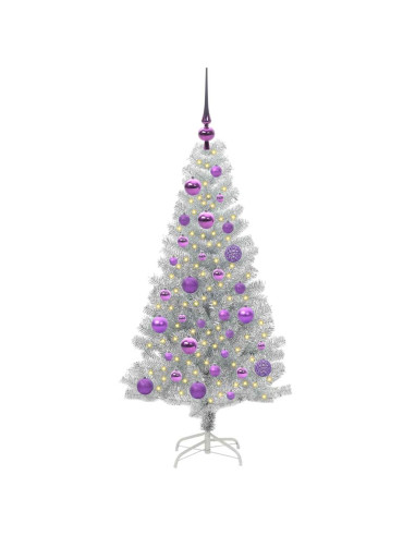 Albero di Natale con 150 LED con supporto Argento 120 cm PET