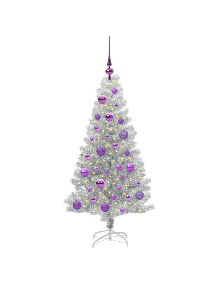 Albero di Natale con 150 LED con supporto Argento 120 cm PET