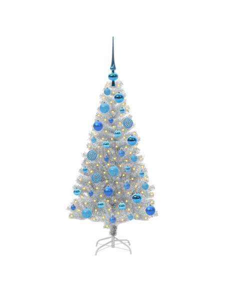 Albero di Natale con 150 LED con supporto Argento 120 cm PET