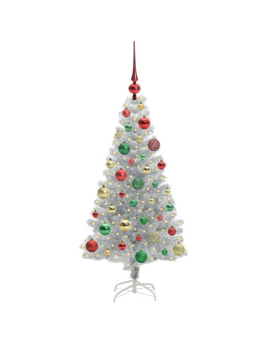 Albero di Natale con 150 LED con supporto Argento 120 cm PET