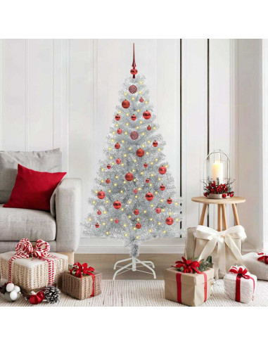 Albero di Natale con 150 LED con supporto Argento 150 cm PET