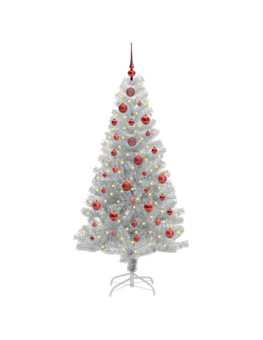 Albero di Natale con 150 LED con supporto Argento 150 cm PET