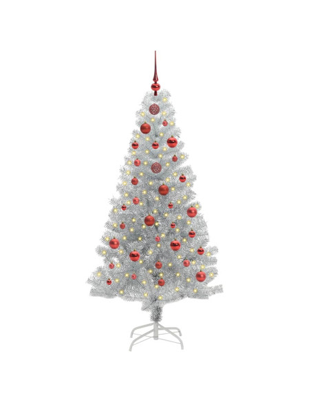 Albero di Natale con 150 LED con supporto Argento 150 cm PET