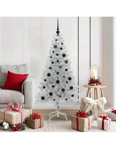 Albero di Natale con 150 LED con supporto Argento 150 cm PET