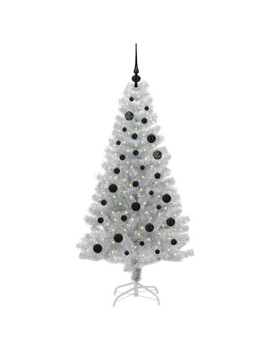 Albero di Natale con 150 LED con supporto Argento 150 cm PET