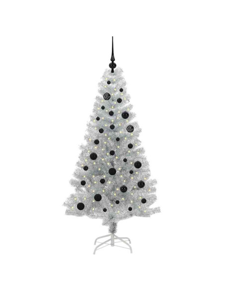 Albero di Natale con 150 LED con supporto Argento 150 cm PET