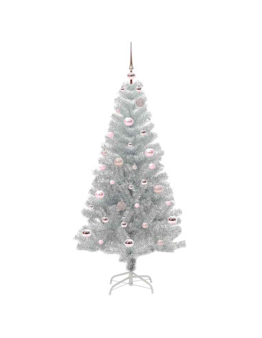 Albero di Natale con 150 LED con supporto Argento 150 cm PET