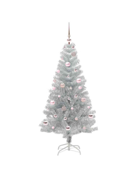 Albero di Natale con 150 LED con supporto Argento 150 cm PET