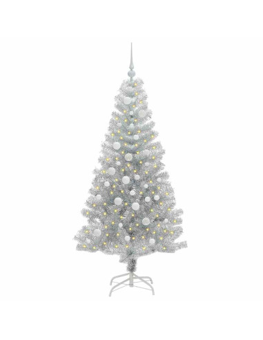 Albero di Natale con 150 LED con supporto Argento 150 cm PET