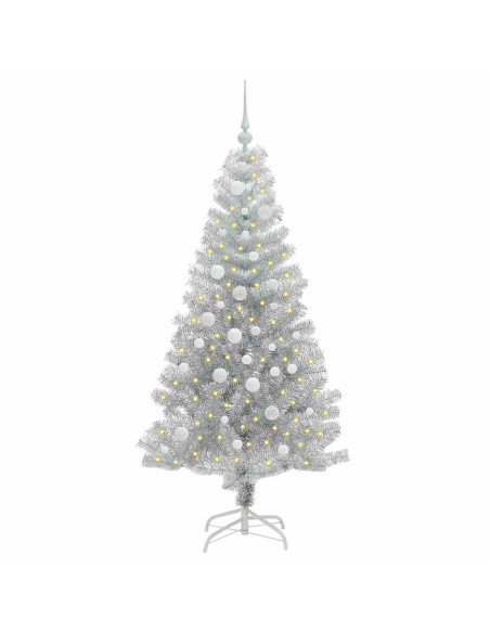 Albero di Natale con 150 LED con supporto Argento 150 cm PET