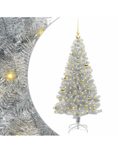 Albero di Natale con 150 LED con supporto Argento 150 cm PET