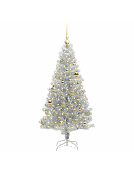 Albero di Natale con 150 LED con supporto Argento 150 cm PET