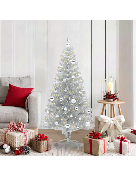 Albero di Natale con 150 LED con supporto Argento 150 cm PET