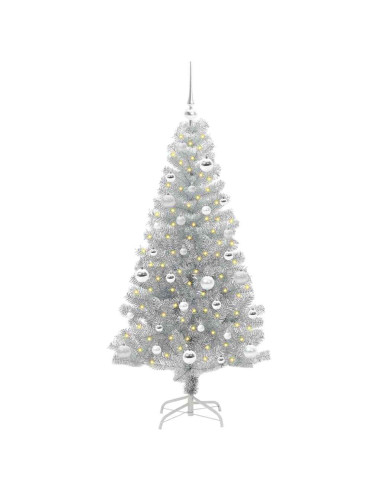 Albero di Natale con 150 LED con supporto Argento 150 cm PET