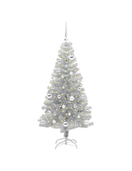 Albero di Natale con 150 LED con supporto Argento 150 cm PET