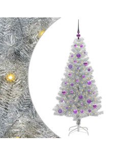 Albero di Natale con 150 LED con supporto Argento 150 cm PET 2