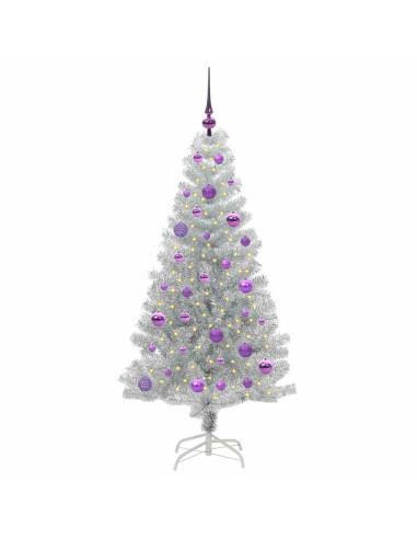 Albero di Natale con 150 LED con supporto Argento 150 cm PET