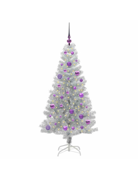 Albero di Natale con 150 LED con supporto Argento 150 cm PET