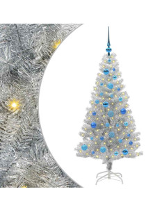 Albero di Natale con 150 LED con supporto Argento 150 cm PET 2
