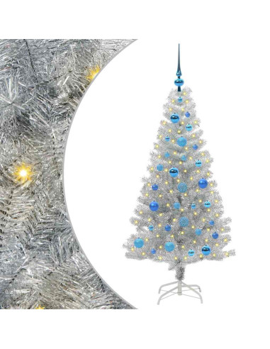 Albero di Natale con 150 LED con supporto Argento 150 cm PET