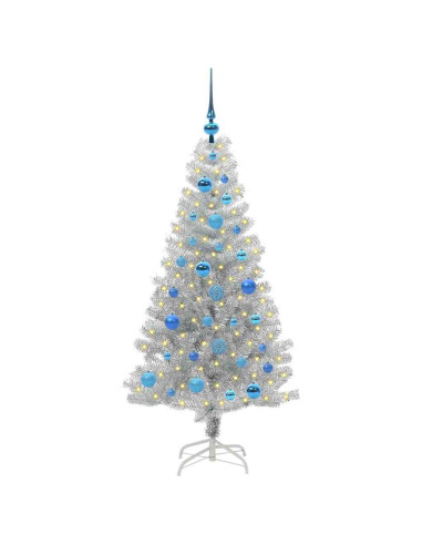 Albero di Natale con 150 LED con supporto Argento 150 cm PET