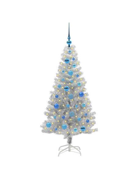 Albero di Natale con 150 LED con supporto Argento 150 cm PET