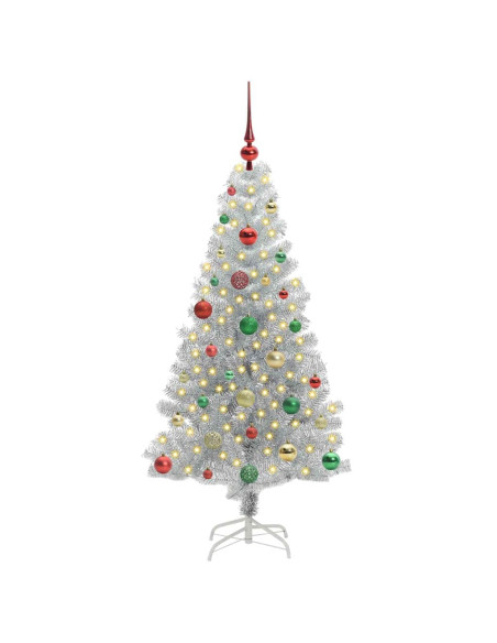 Albero di Natale con 150 LED con supporto Argento 150 cm PET