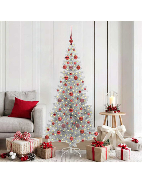 Albero di Natale con 300 LED con supporto Argento 180 cm PET