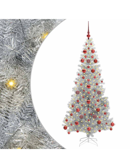 Albero di Natale con 300 LED con supporto Argento 180 cm PET