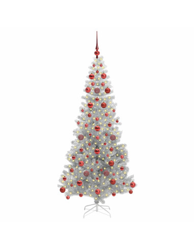 Albero di Natale con 300 LED con supporto Argento 180 cm PET
