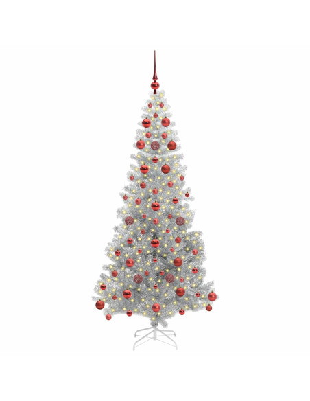 Albero di Natale con 300 LED con supporto Argento 180 cm PET