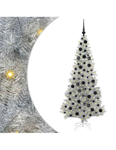 Albero di Natale con 300 LED con supporto Argento 180 cm PET