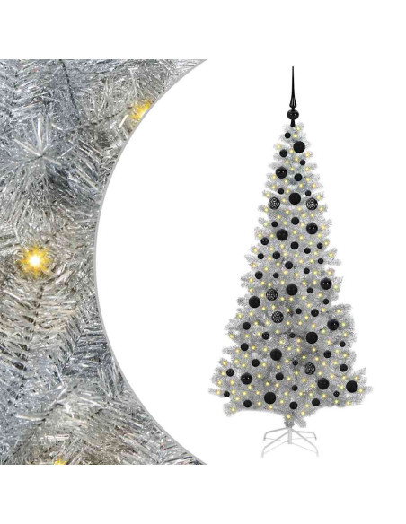 Albero di Natale con 300 LED con supporto Argento 180 cm PET