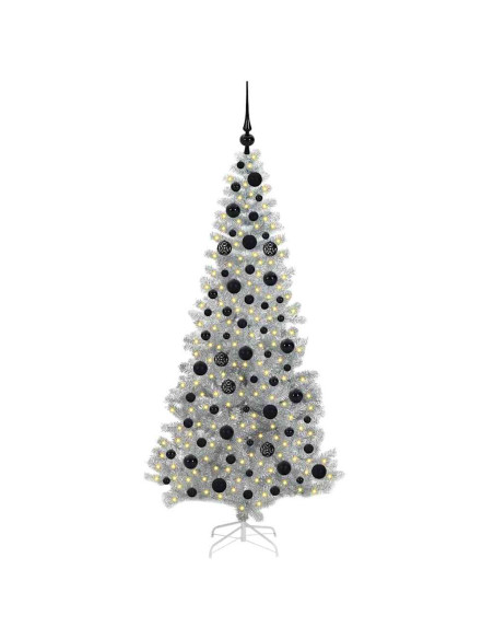 Albero di Natale con 300 LED con supporto Argento 180 cm PET