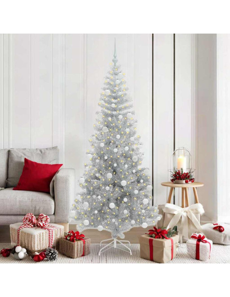 Albero di Natale con 300 LED con supporto Argento 180 cm PET