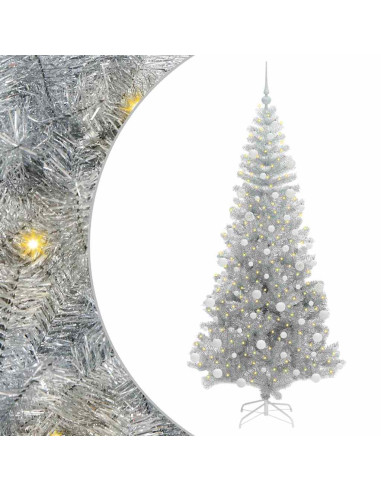 Albero di Natale con 300 LED con supporto Argento 180 cm PET