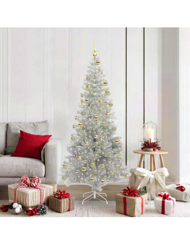 Albero di Natale con 300 LED con supporto Argento 180 cm PET