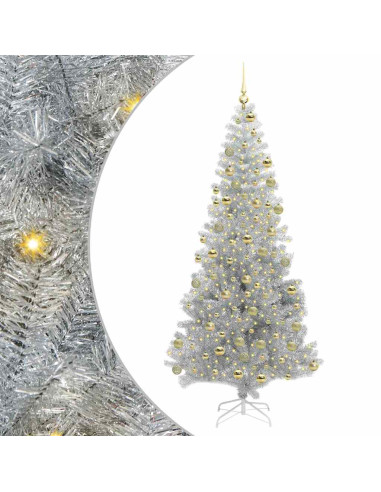 Albero di Natale con 300 LED con supporto Argento 180 cm PET